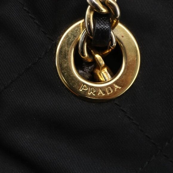 PRADA Quilted Chain Shoulder Bag Nylon Black Gold - Picture 11 of 16